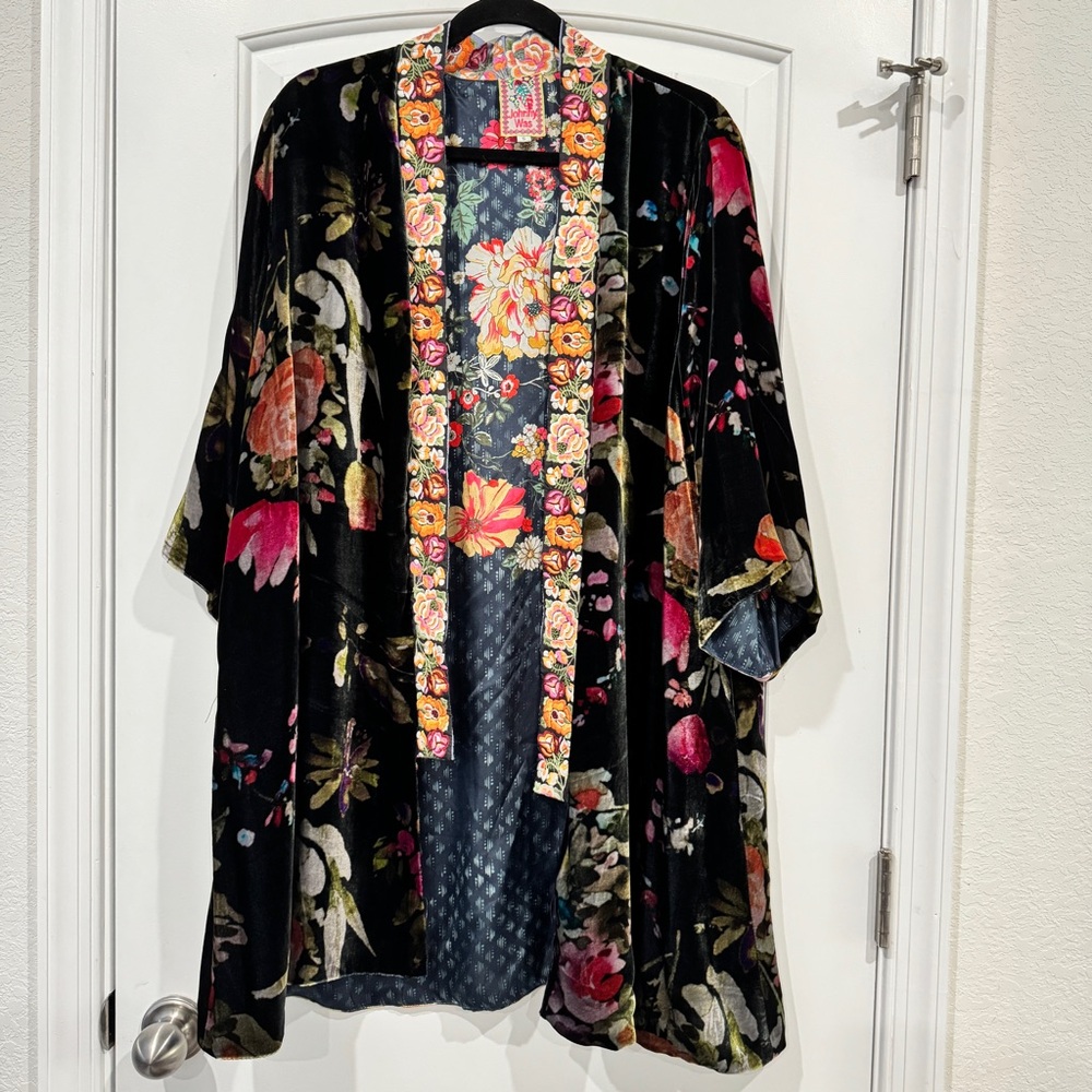Johnny Was Womens FUSAI VELVET KIMONO Small